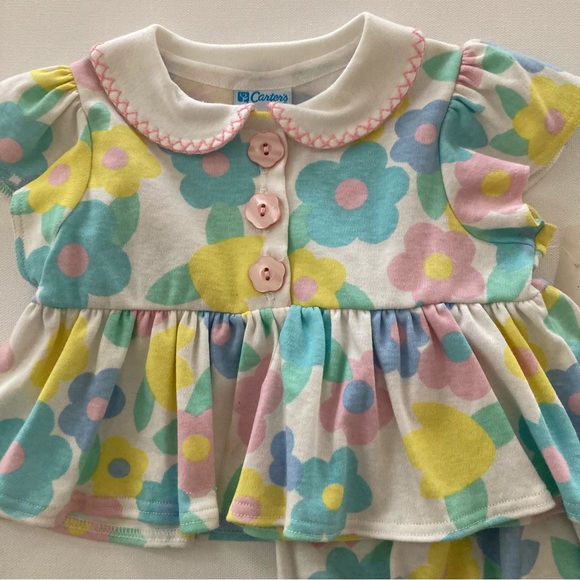 Vintage Carter’s Baby Girl 12 Months Floral Top Shorts Set Outfit - Picture 2 of 5